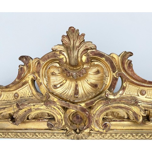 267 - OVERMANTEL, 19th century French, giltwood with shell crest, 104cm W x 144cm H.