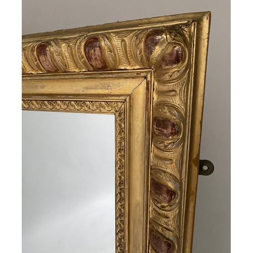 267 - OVERMANTEL, 19th century French, giltwood with shell crest, 104cm W x 144cm H.