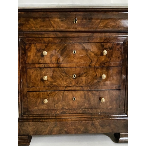 142 - COMMODE, 19th century French Louis Philippe burr walnut and gilt metal mounted with four long drawer... 