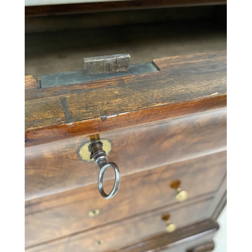 142 - COMMODE, 19th century French Louis Philippe burr walnut and gilt metal mounted with four long drawer... 