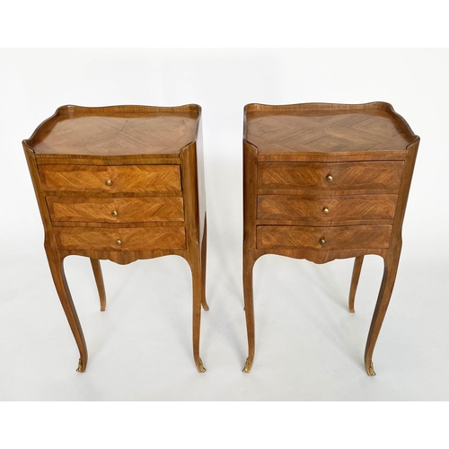 156 - TABLES DE NUIT, a pair, 73cm H x 40cm x 32cm, early 20th century French Louis XV style Kingwood each... 