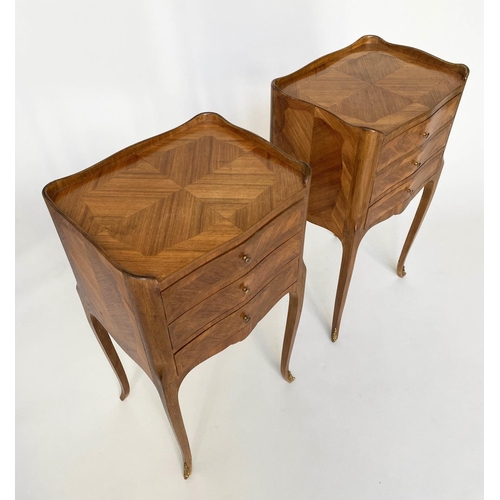 156 - TABLES DE NUIT, a pair, 73cm H x 40cm x 32cm, early 20th century French Louis XV style Kingwood each... 