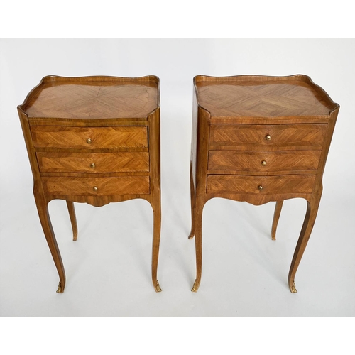 156 - TABLES DE NUIT, a pair, 73cm H x 40cm x 32cm, early 20th century French Louis XV style Kingwood each... 