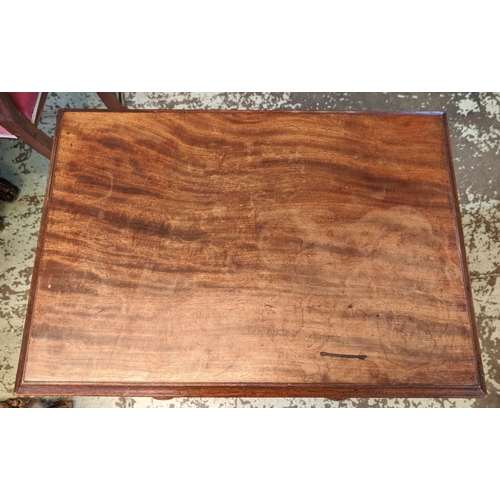 256 - SIDE TABLE, 54cm x 38cm x 73cm H, early Victorian mahogany, with a frieze drawer on turned columns.