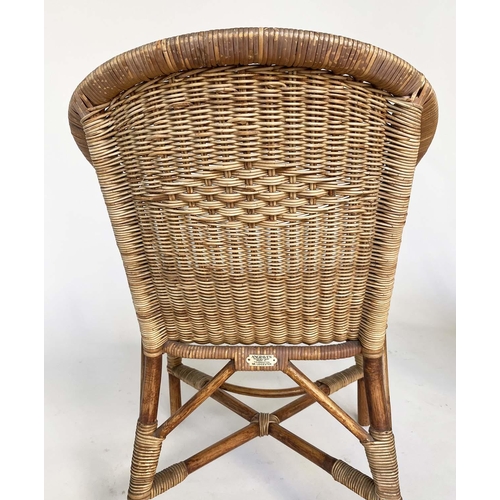 261 - CONSERVATORY ARMCHAIRS, a pair 1950s, rattan framed, woven and cane bound by 'Angraves Leicster', 54... 