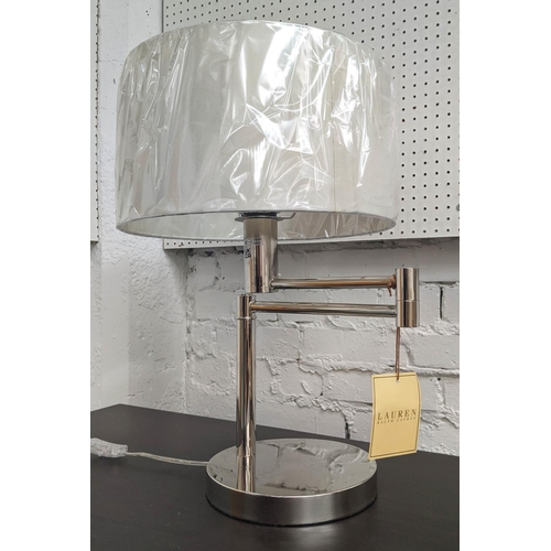 521 - LAUREN RALPH LAUREN TABLE LAMPS, a pair, swing arm design, with shades, 52cm H. (2)