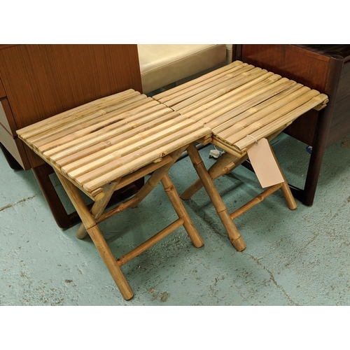 531 - BAMBOO SIDE TABLES, a pair, 40cm x 40cm x 49cm. (2)