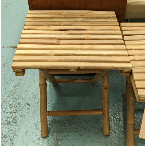 531 - BAMBOO SIDE TABLES, a pair, 40cm x 40cm x 49cm. (2)