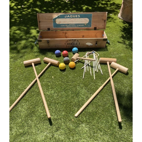 589 - 'JACQUES' CROQUET SET, a boxed set by 'John Jacques and Son Ltd London', 19cm H x 110cm W x 27cm D.