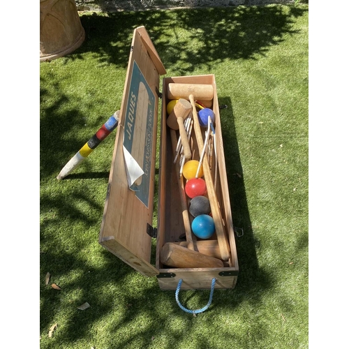 589 - 'JACQUES' CROQUET SET, a boxed set by 'John Jacques and Son Ltd London', 19cm H x 110cm W x 27cm D.