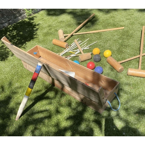 589 - 'JACQUES' CROQUET SET, a boxed set by 'John Jacques and Son Ltd London', 19cm H x 110cm W x 27cm D.