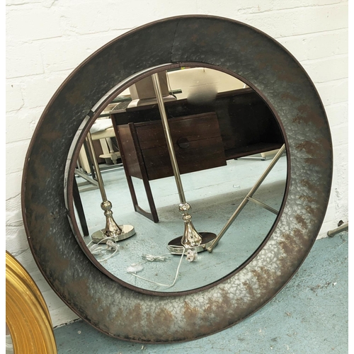 600 - INDUSTRIAL STYLE WALL MIRROR, concave frame, 88cm diam.