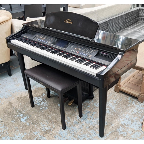 603 - YAMAHA ELECTRIC CLAVINOVA/PIANO, 58cm D x 87cm H x 141cm W, with stool.