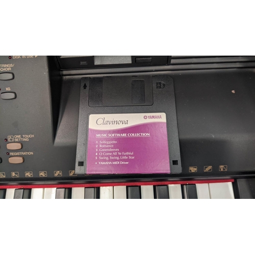 603 - YAMAHA ELECTRIC CLAVINOVA/PIANO, 58cm D x 87cm H x 141cm W, with stool.