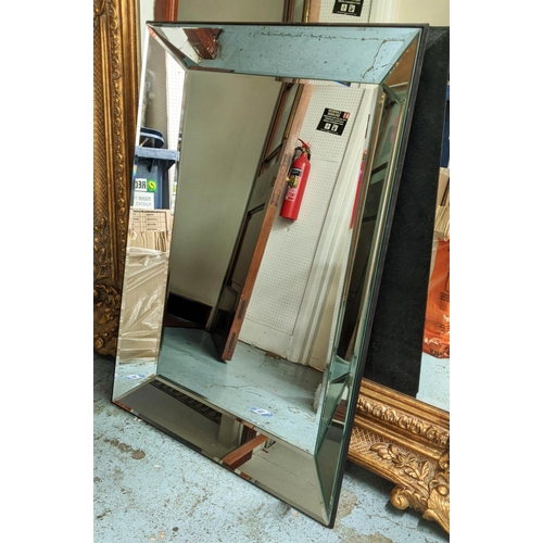 554 - PAIR OF WALL MIRRORS, each 75cm W x 102cm H, angled frames. (2)