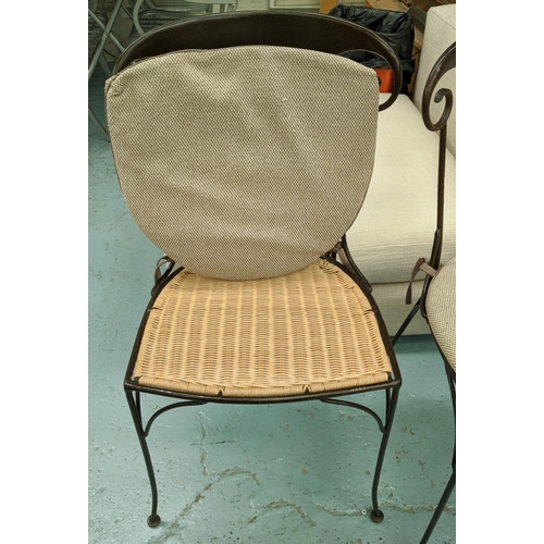 563 - DINING CHAIRS, a set of six each 47cm W, from grange, caned seats with cushions. (6)