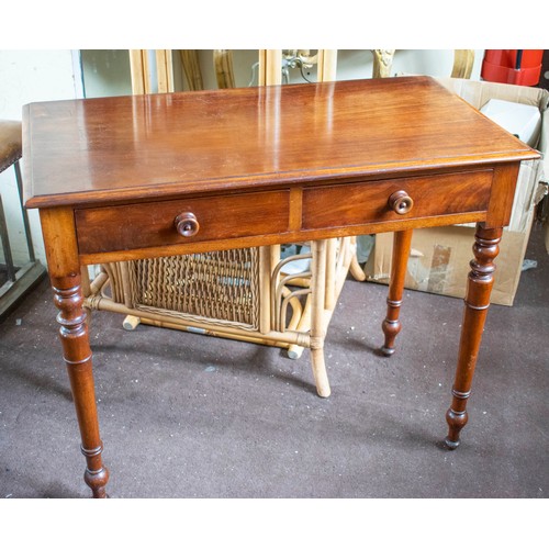 253 - SIDE TABLE, 76cm H x 92cm x 47cm, Victorian mahogany with two drawers.