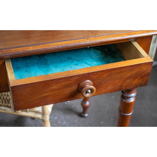 253 - SIDE TABLE, 76cm H x 92cm x 47cm, Victorian mahogany with two drawers.