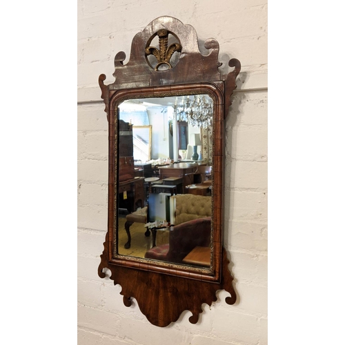 243 - WALL MIRRORS, a pair, 86cm H x 45cm, early 20th century Georgian style walnut mahogany with gilt pri... 