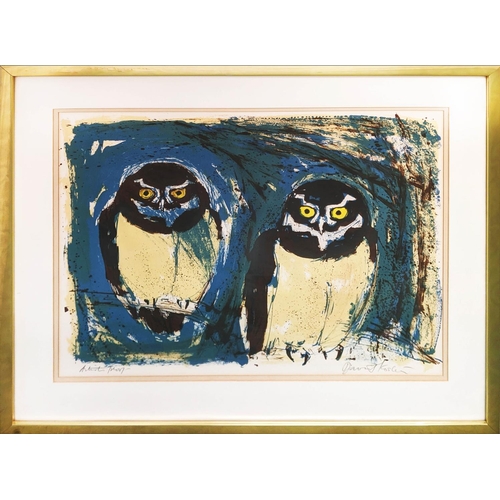 56 - DAVID KOSTER (British, b.1926), 'Spectacled owls', lithograph in colours, signed in pencil, artist's... 