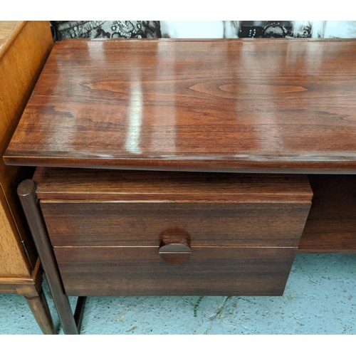 538 - DRESSING TABLE, vintage 1960's British teak, two drawers, each side, 154.5cm x 46cm x 66.5cm.