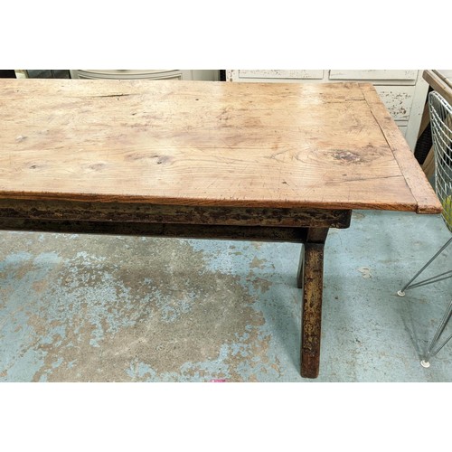 540 - REFECTORY TABLE, 193cm L x 79cm D x 76cm H, French, with supports to either end.