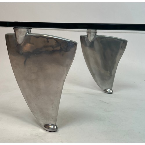 389 - ATTRIBUTED TO MATTHEW HILTON FOR SCP FLIPPER TABLE, circa vintage 1980s, polished aluminium , 115cm ... 