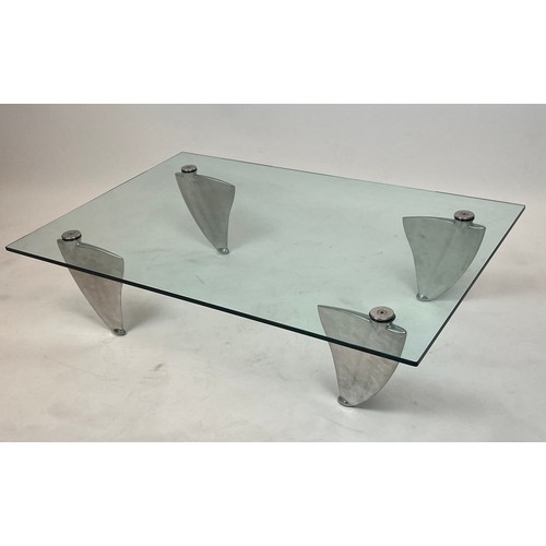 389 - ATTRIBUTED TO MATTHEW HILTON FOR SCP FLIPPER TABLE, circa vintage 1980s, polished aluminium , 115cm ... 