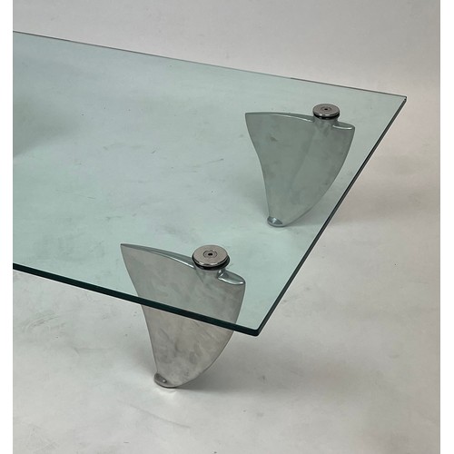 389 - ATTRIBUTED TO MATTHEW HILTON FOR SCP FLIPPER TABLE, circa vintage 1980s, polished aluminium , 115cm ... 