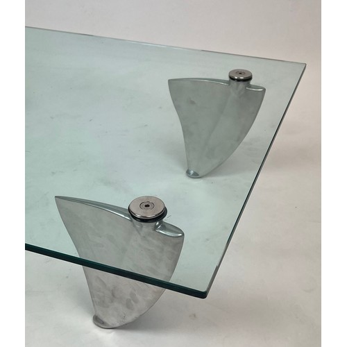 389 - ATTRIBUTED TO MATTHEW HILTON FOR SCP FLIPPER TABLE, circa vintage 1980s, polished aluminium , 115cm ... 