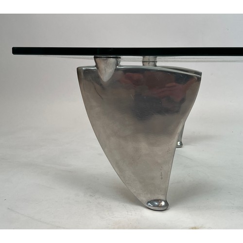 389 - ATTRIBUTED TO MATTHEW HILTON FOR SCP FLIPPER TABLE, circa vintage 1980s, polished aluminium , 115cm ... 