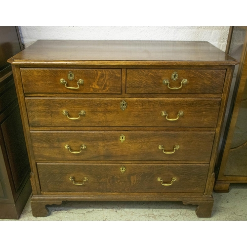 338 - CHEST, 98cm H x 110cm W x 51cm D, George III oak, with five drawers.