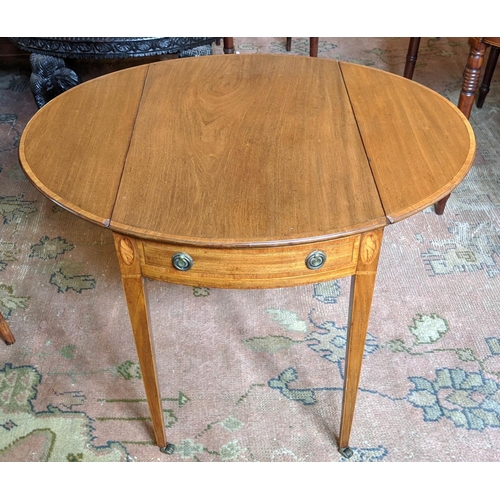 333 - PEMBROKE TABLE, 48cm D x 75cm W x 69cm H, George III mahogany and inlaid circa 1790, with oval hinge... 