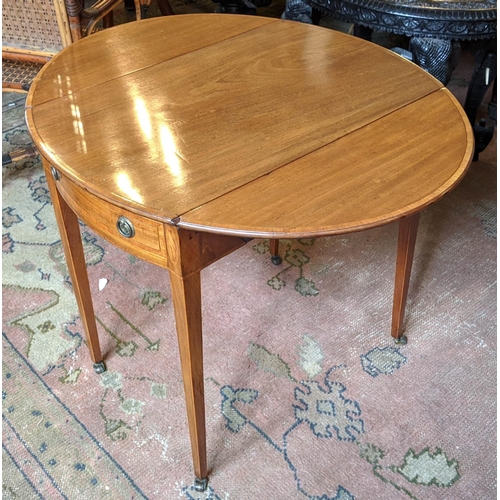 333 - PEMBROKE TABLE, 48cm D x 75cm W x 69cm H, George III mahogany and inlaid circa 1790, with oval hinge... 