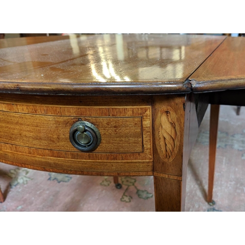 333 - PEMBROKE TABLE, 48cm D x 75cm W x 69cm H, George III mahogany and inlaid circa 1790, with oval hinge... 