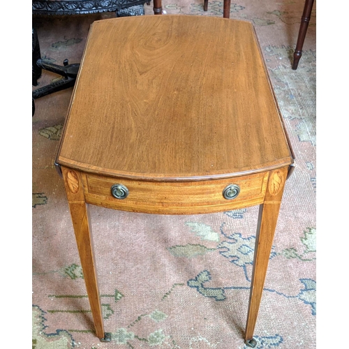 333 - PEMBROKE TABLE, 48cm D x 75cm W x 69cm H, George III mahogany and inlaid circa 1790, with oval hinge... 