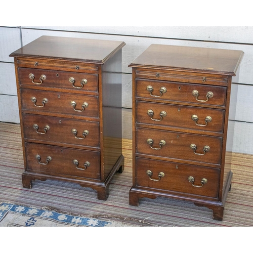 324 - BEDSIDE CHESTS, 71cm H x 46cm x 35cm, a pair, early 20th century George III style mahogany with brus... 