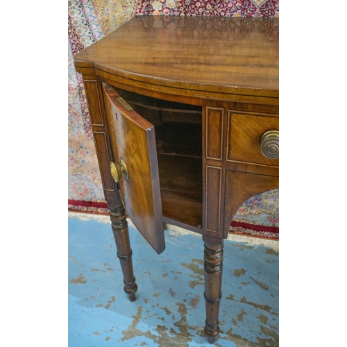 321 - SIDEBOARD, 91cm H x 121cm W x 58cm D Regency mahogany circa 1810 with a door and two drawers.