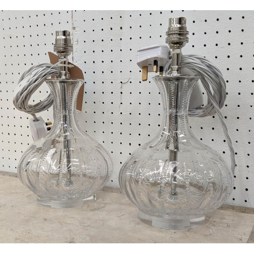 385 - DECANTER TABLE LAMPS, a pair, 30cm H. (2)