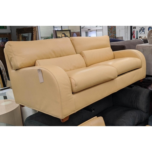 386 - LIGNE ROSET SOFA BED, 185cm W, yellow leather upholstered.