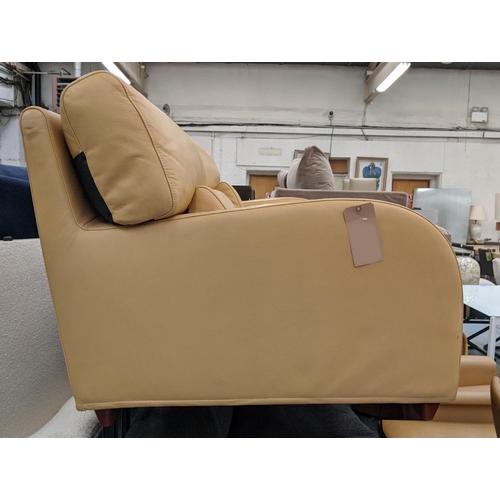 386 - LIGNE ROSET SOFA BED, 185cm W, yellow leather upholstered.