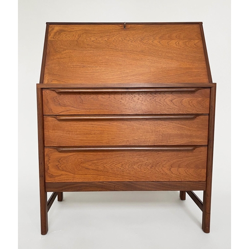 371 - BUREAU, 1960's teak with locking slope above three long drawers, 81cm x 104cm H x 40cm.