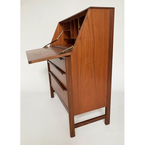 371 - BUREAU, 1960's teak with locking slope above three long drawers, 81cm x 104cm H x 40cm.