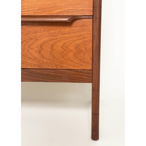 371 - BUREAU, 1960's teak with locking slope above three long drawers, 81cm x 104cm H x 40cm.