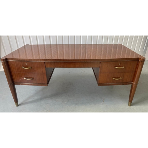 377 - DE COENE VOLTAIRE DESK BY FRERES DE COENE, vintage Belgian 1950's, 180cm x 76cm H x 90cm.