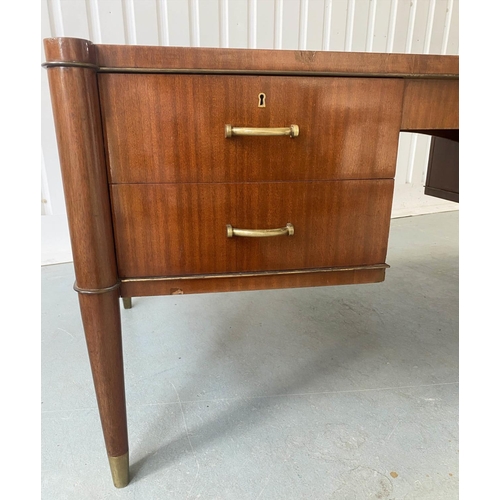 377 - DE COENE VOLTAIRE DESK BY FRERES DE COENE, vintage Belgian 1950's, 180cm x 76cm H x 90cm.