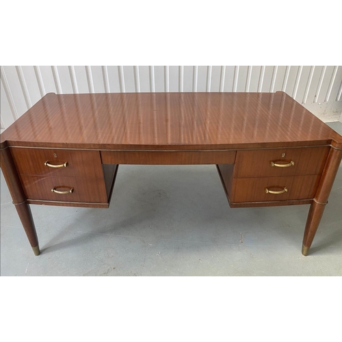 377 - DE COENE VOLTAIRE DESK BY FRERES DE COENE, vintage Belgian 1950's, 180cm x 76cm H x 90cm.