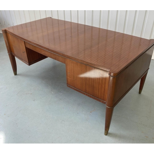 377 - DE COENE VOLTAIRE DESK BY FRERES DE COENE, vintage Belgian 1950's, 180cm x 76cm H x 90cm.