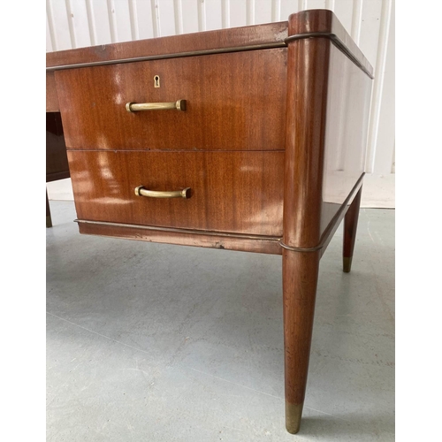 377 - DE COENE VOLTAIRE DESK BY FRERES DE COENE, vintage Belgian 1950's, 180cm x 76cm H x 90cm.