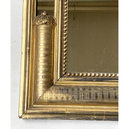 350A - OVERMANTEL, 19th century French, giltwood with arched beaded frame and marginal plates, 82cm W x 110... 